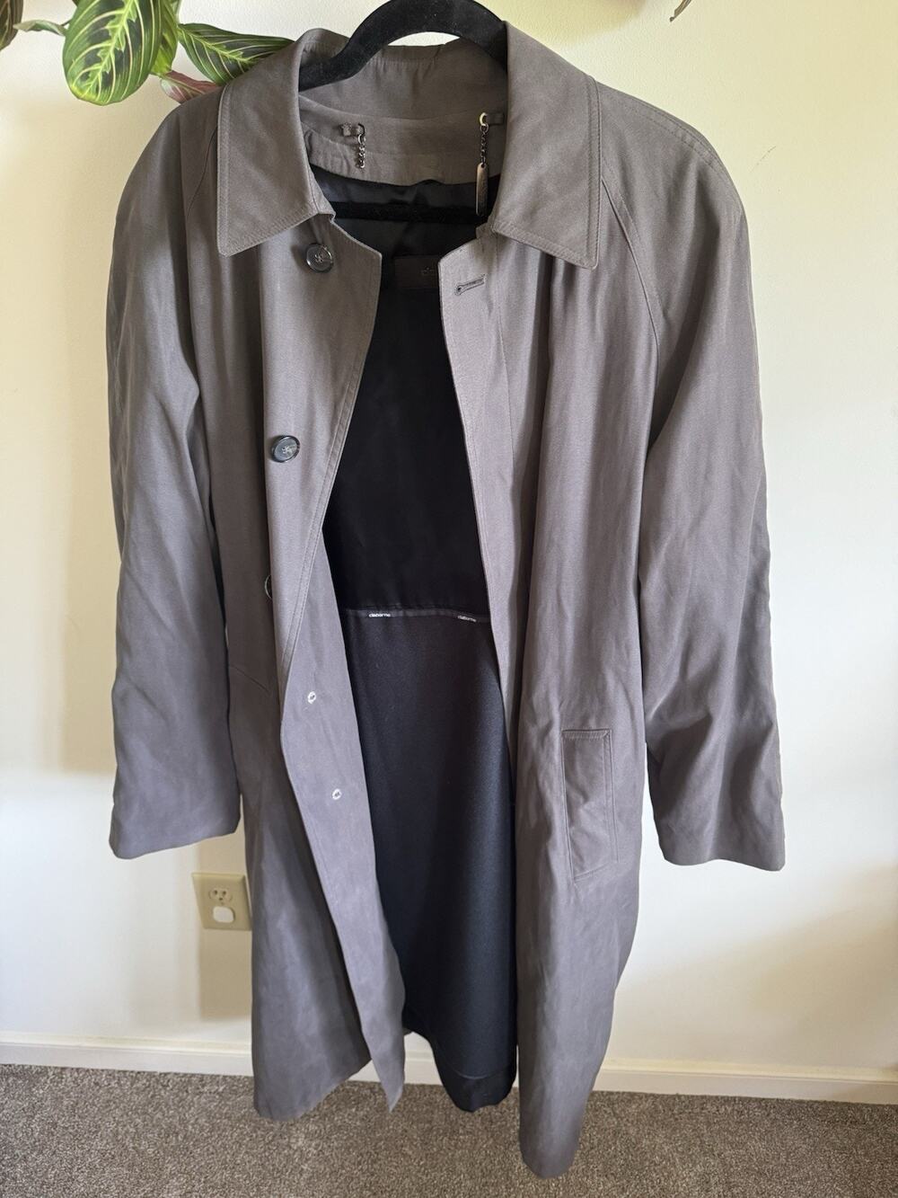 Liz‎ Claiborne Outerwear Mauve Brown Rain Trench Coat Lined Long Jacket [40R]